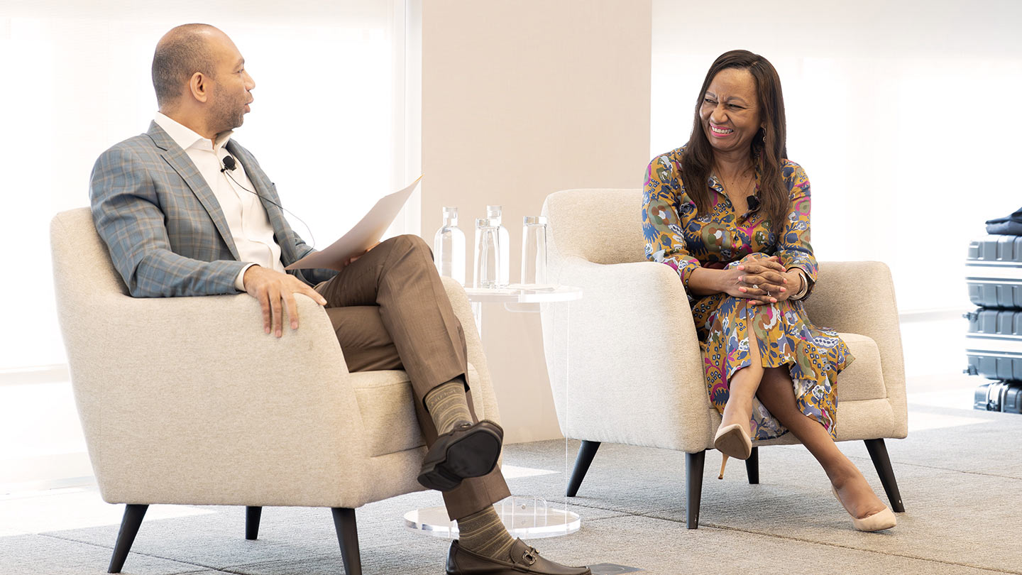 Black man and woman talking