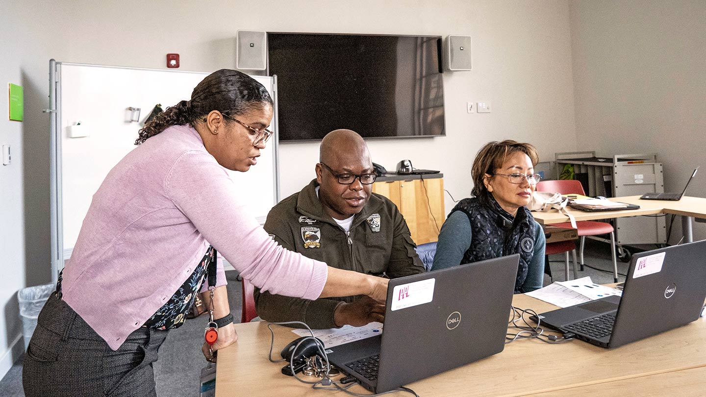 People working on computers
