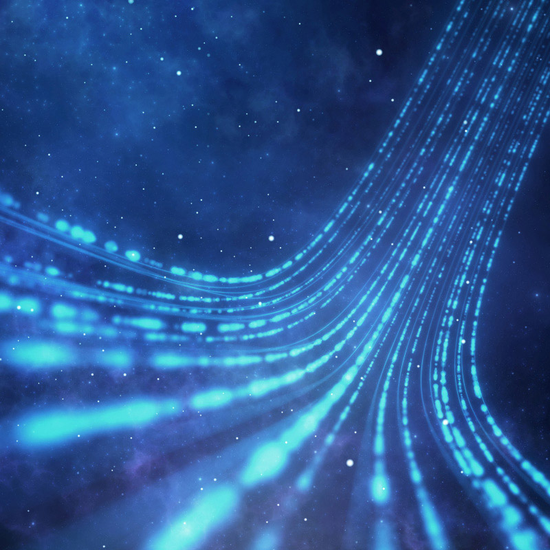 Bright blue lines signifying movement on dark blue background